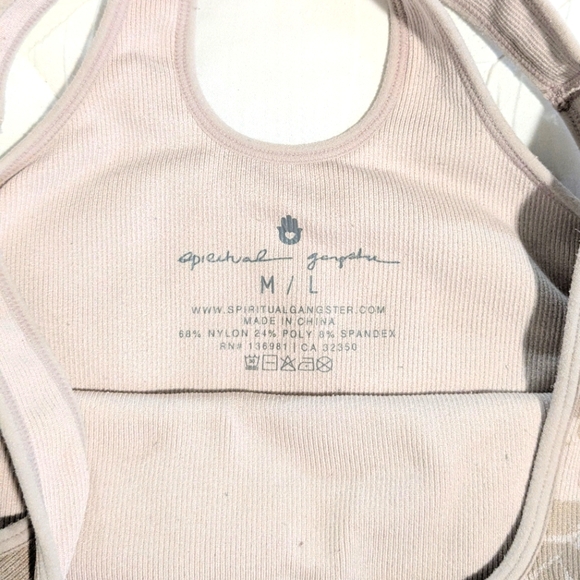 Spiritual Gangster Ribbed Ballet Pink & Mauve Beige Tank Top Sports Bra M/L - Picture 3 of 5